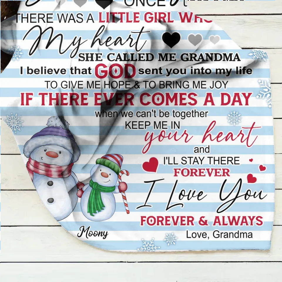 Personalized Grandma Quilt/Fleece Throw Blanket - Gift Idea For Grandma - Up to 5 Grandkids - I Love You Forever & Always