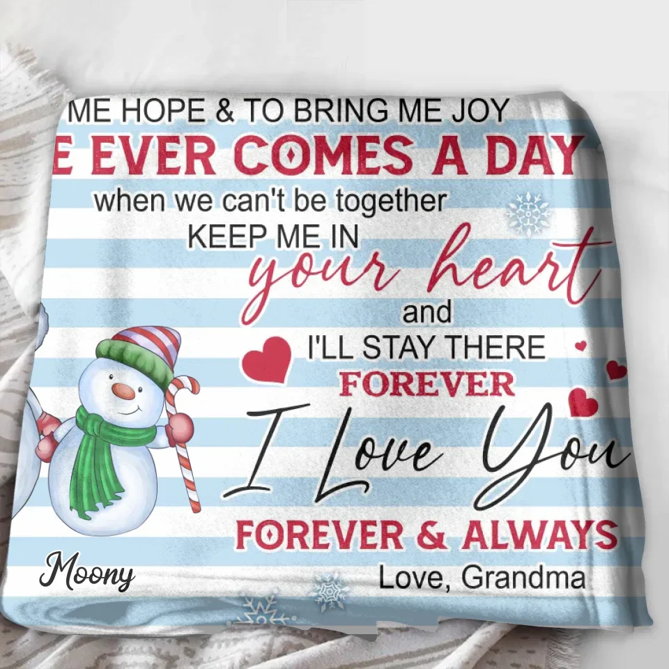 Personalized Grandma Quilt/Fleece Throw Blanket - Gift Idea For Grandma - Up to 5 Grandkids - I Love You Forever & Always