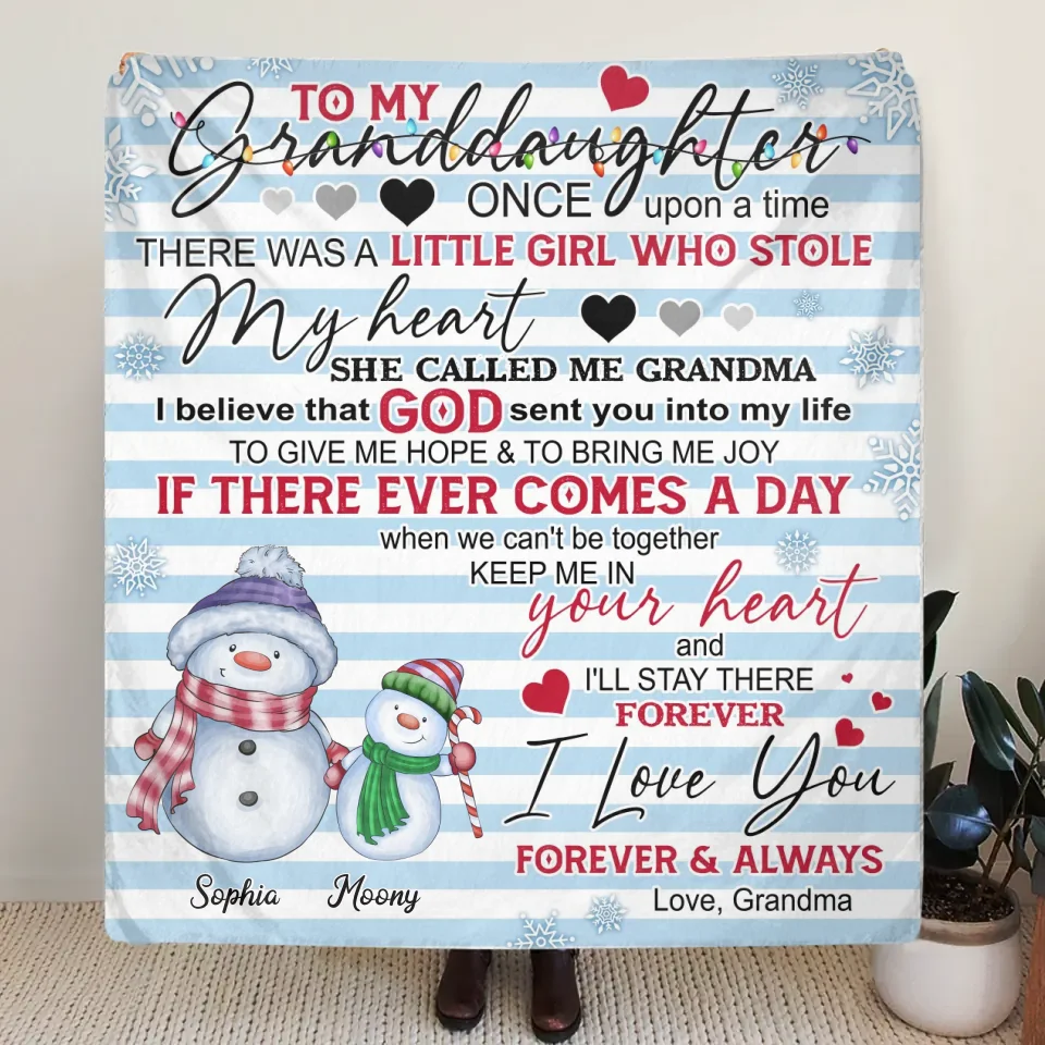 Personalized Grandma Quilt/Fleece Throw Blanket - Gift Idea For Grandma - Up to 5 Grandkids - I Love You Forever & Always