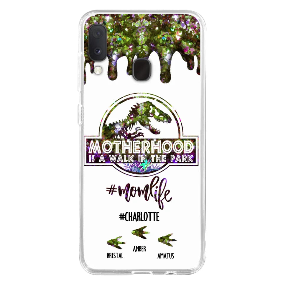 Custom Personalized Mama Dinosaur Phone Case - Best Gift For Mothers - Motherhood Is A Walk In The Park - Phone Case For iPhone And Samsung - 2QCGS1