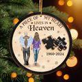 Personalized Couple 2 Layers Wooden Ornament - Couple/Christmas Gift Idea - A Piece Of My Heart Lives In Heaven