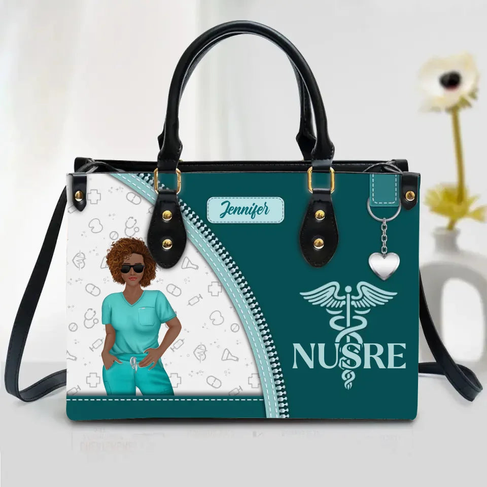 Personalized RN/CNA Nurse PU Leather Handbag With Long Straps - Mother's Day/Birthday Gift Idea For Nurse