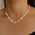 Women's Jewelry Necklace Short Clavicle Necklace Claw Chain Rhinestone Jewelry Tassel Earrings Versatile Accessories Holiday Gift Batch