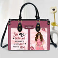 Personalized Nurse PU Leather Handbag With Long Straps - Gift Idea For Nurse/Mother/Daughter - She Believed She Could, So She Did