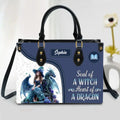 Personalized Witch Dragon PU Leather Handbag With Long Straps - Mother's Day/Birthday Gift Idea - Soul Of A Witch Heart Of A Dragon