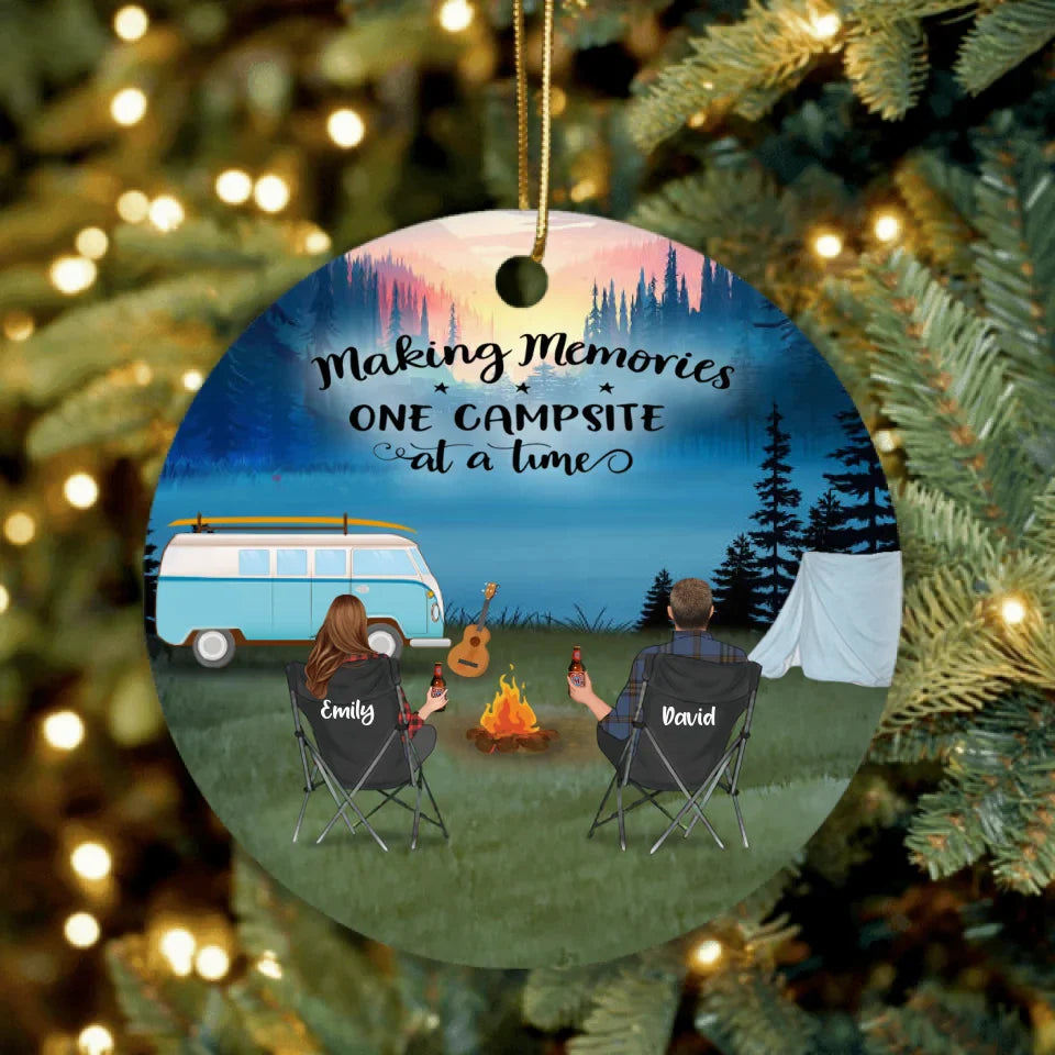 Personalized Camping Ornament - Couple/Parents With Up to 6 Kids, 6 Pets - Making Memories One Campsite At A Time - Full Option - Q3VZTZ