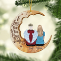 Personalized Memorial Moon Wooden Car Ornament - Memorial Mom/Dad Gift Idea - I Love You To The Moon And Back