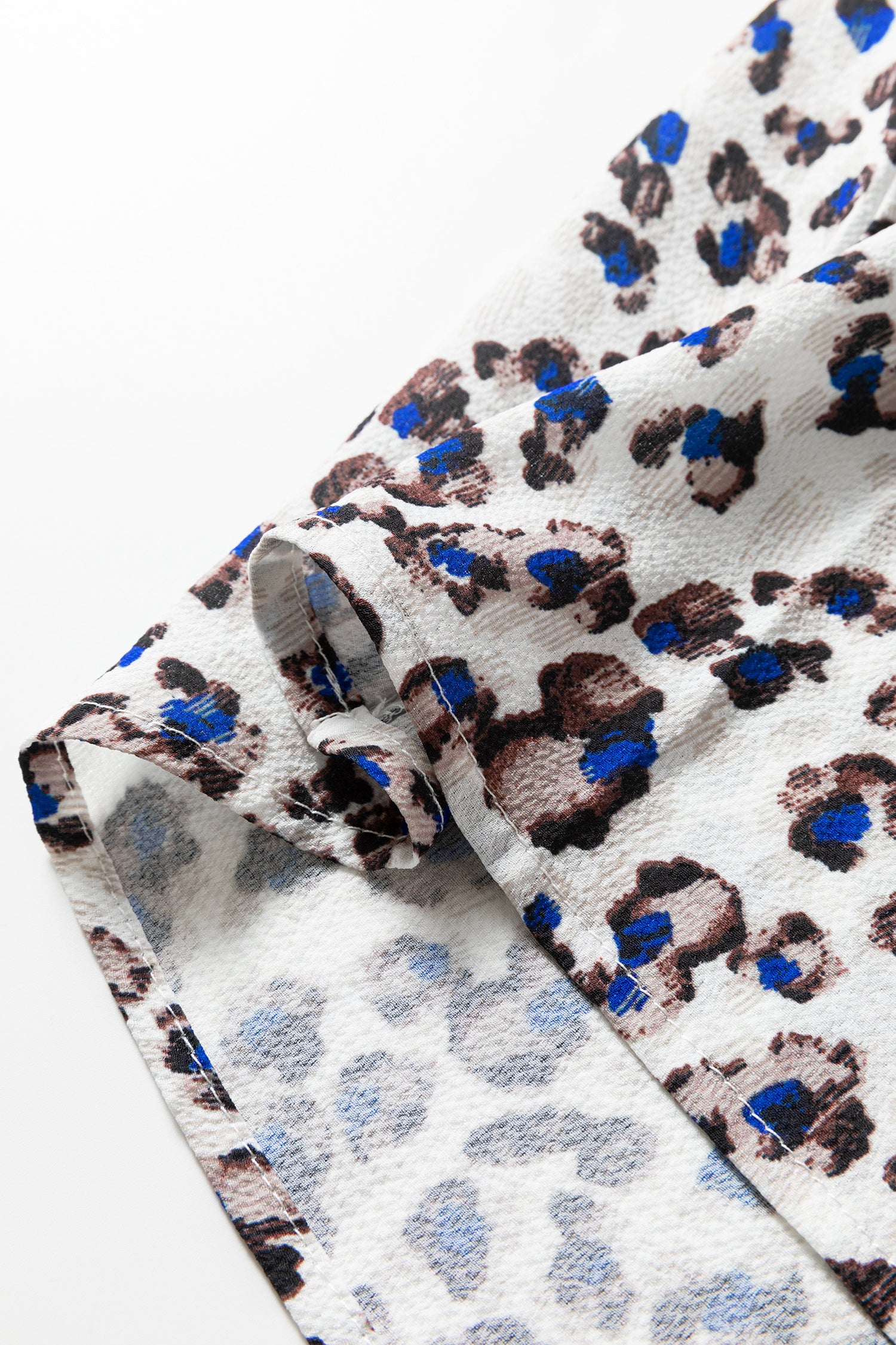 Multicolour Leopard Print V Neck Button Detail Long Sleeve Mini Dress