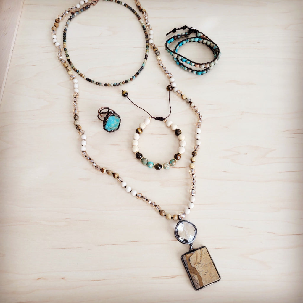 Genuine Hubei Turquoise Beaded Collar Necklace Boho Jewelry - Image 4