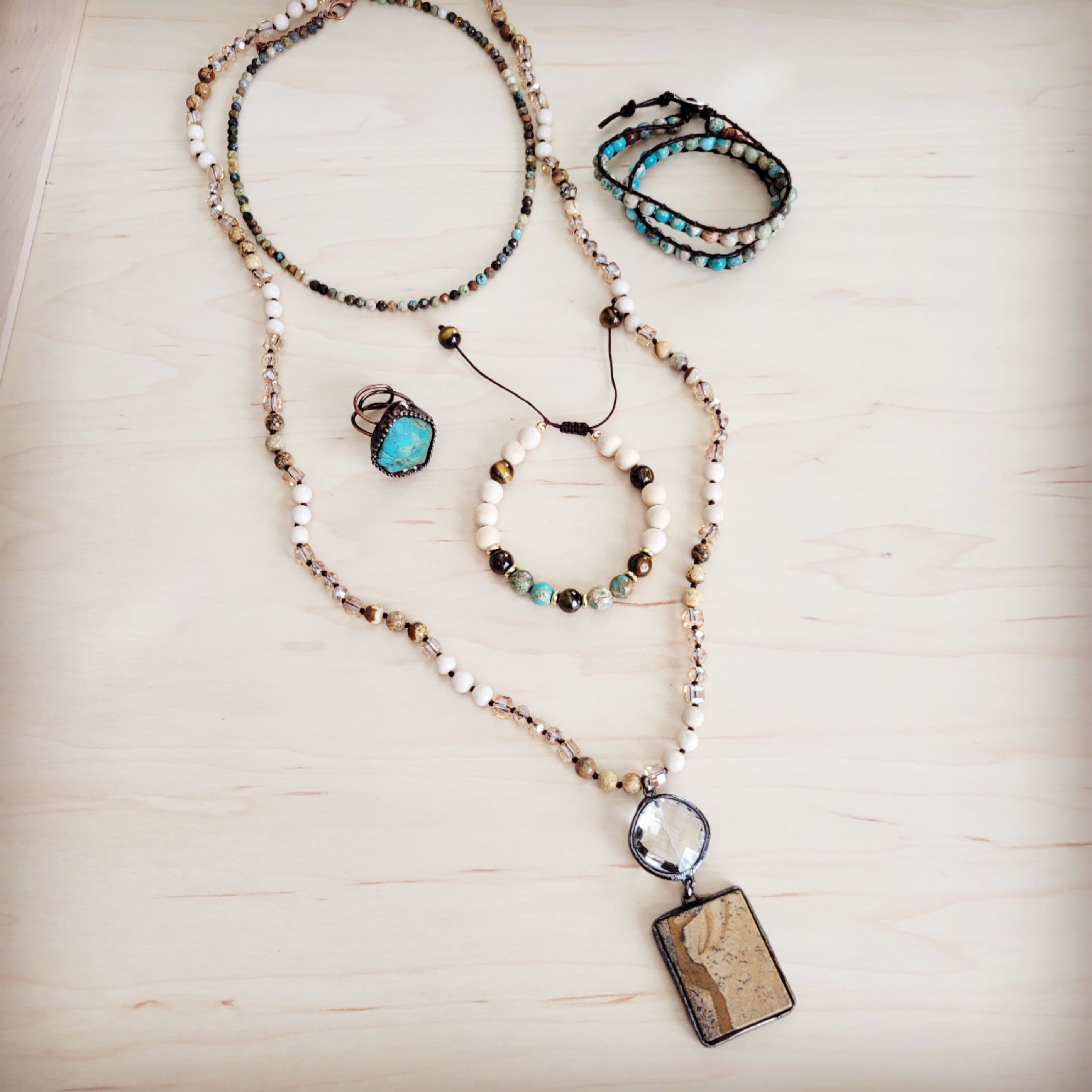 Genuine Hubei Turquoise Beaded Collar Necklace Boho Jewelry - Image 4