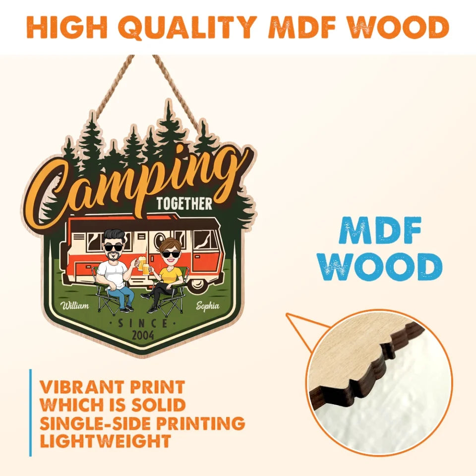 Personalized Camping Wooden Sign - Gift Idea For Family/Couple/Camping Lover - Camping Together