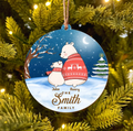 Personalized Family Bear Wooden Ornament - Christmas Gift Idea For Family/Parents With Kids - First Christmas Together
