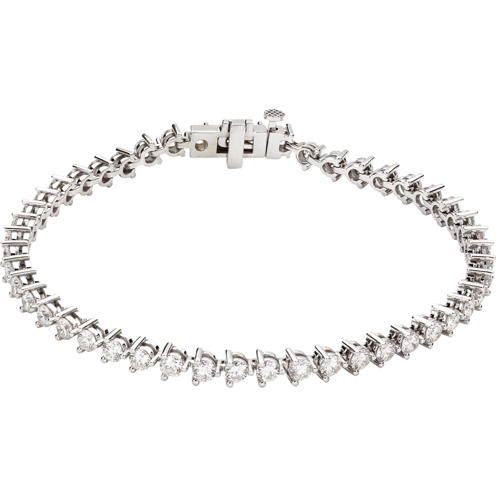 Ligne Éclat 4.75 CTW diamond tennis bracelet in 14K white gold with three-prong settings.