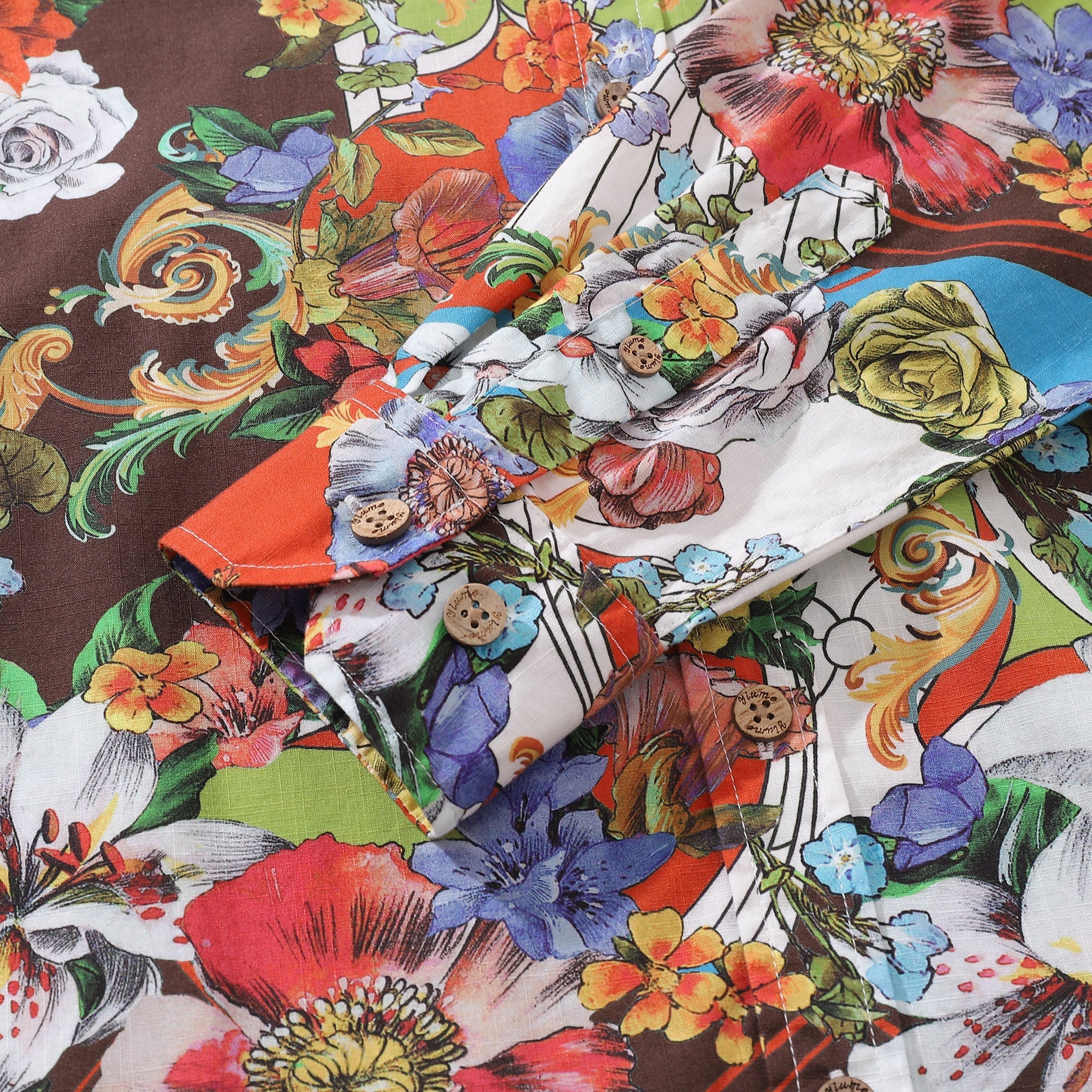 Men's Hawaiian Shirt Vibrant Blooms 1930s Vintage Long Sleeve Aloha Shirt By Amy