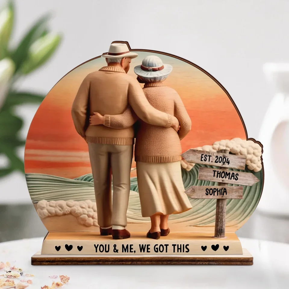 Personalized Couple Wooden Plaque - Valentines Gift Idea For Couple/Her/Him - You & Me, We Got This