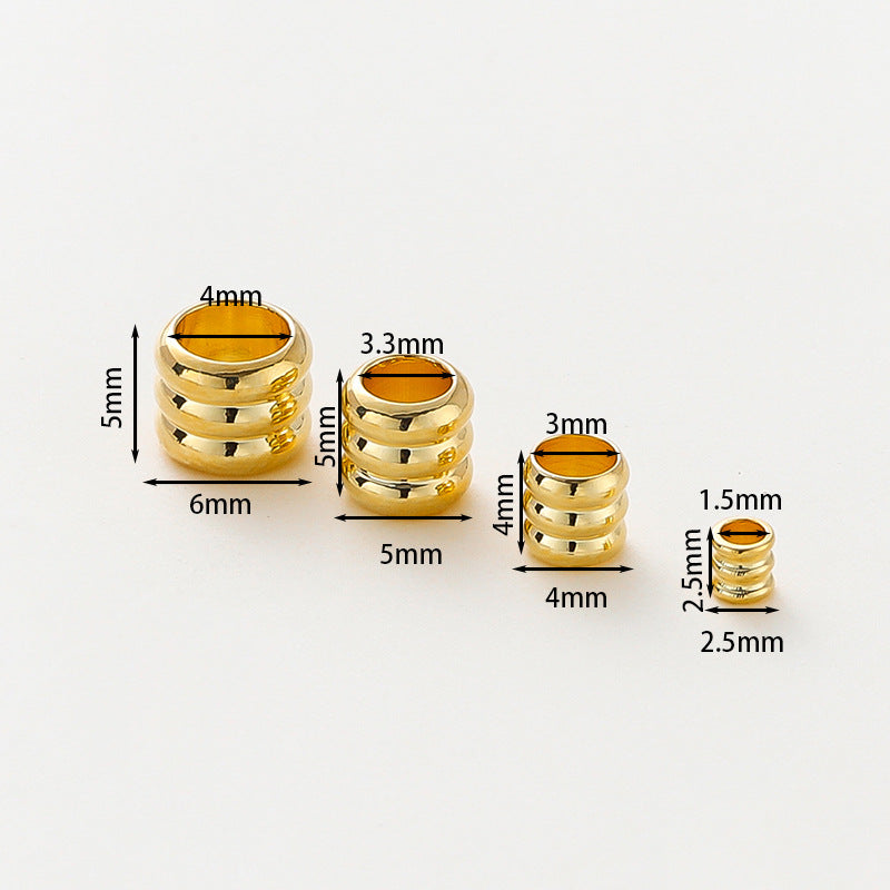 Color-retaining 18k Three-layer Large-hole Spacer Beads Copper-gold-plated Beading Material