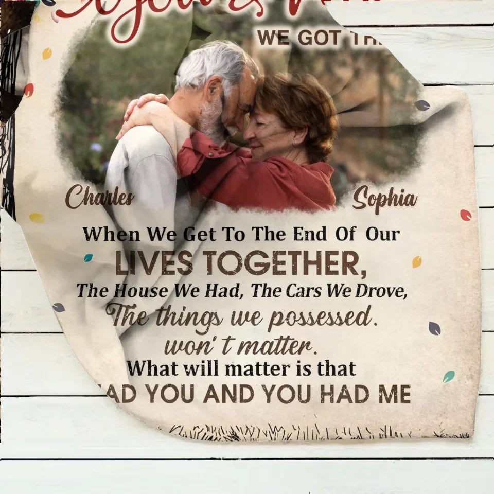 Personalized Old Couple Vintage Fleece Throw Blanket/Quilt - Upload Photo - Gift Idea For Couple - You & Me We Got This