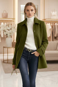Mid-Length Lapel Wool-Blend Coat