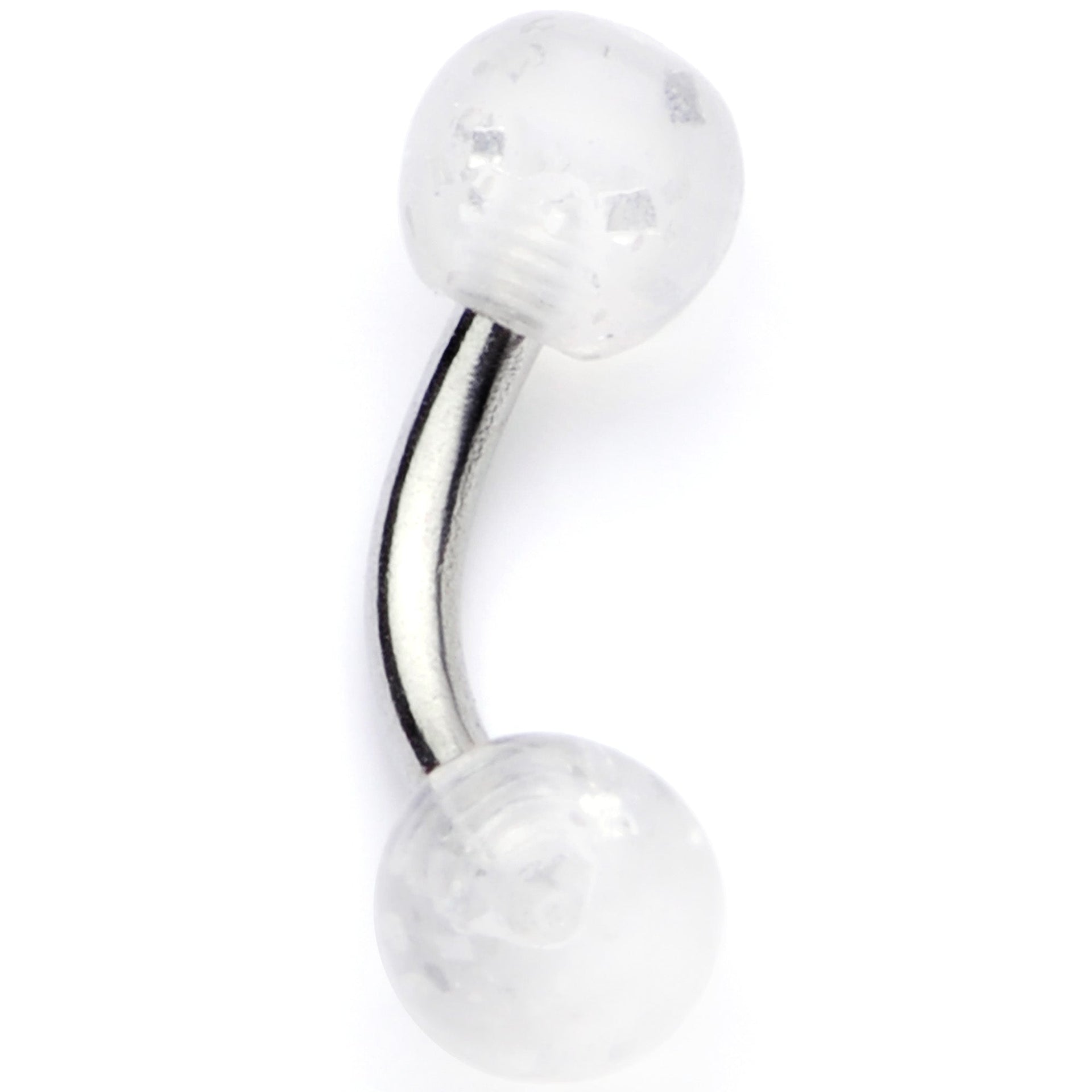 16G 1/4 Clear Speckled Acrylic Ends Curved Barbell