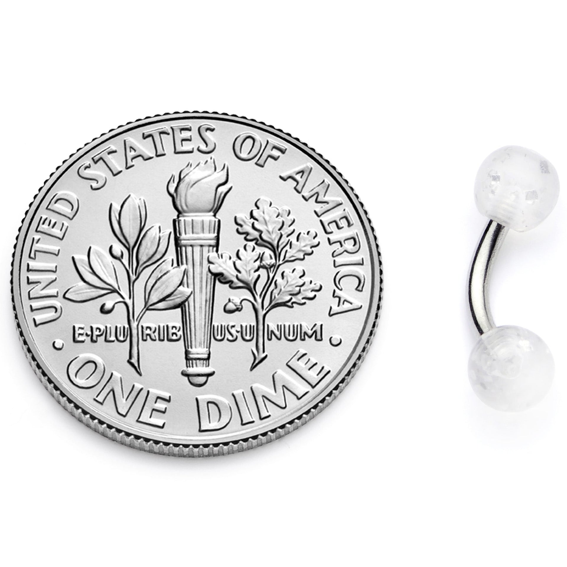 16G 1/4 Clear Speckled Acrylic Ends Curved Barbell