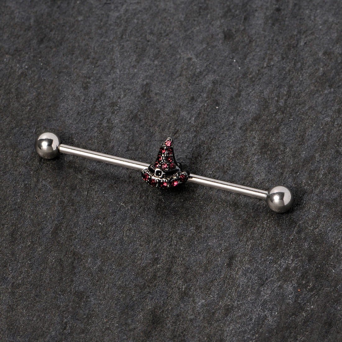 14G Purple Gem Witch Hat Halloween Industrial Barbell 38mm