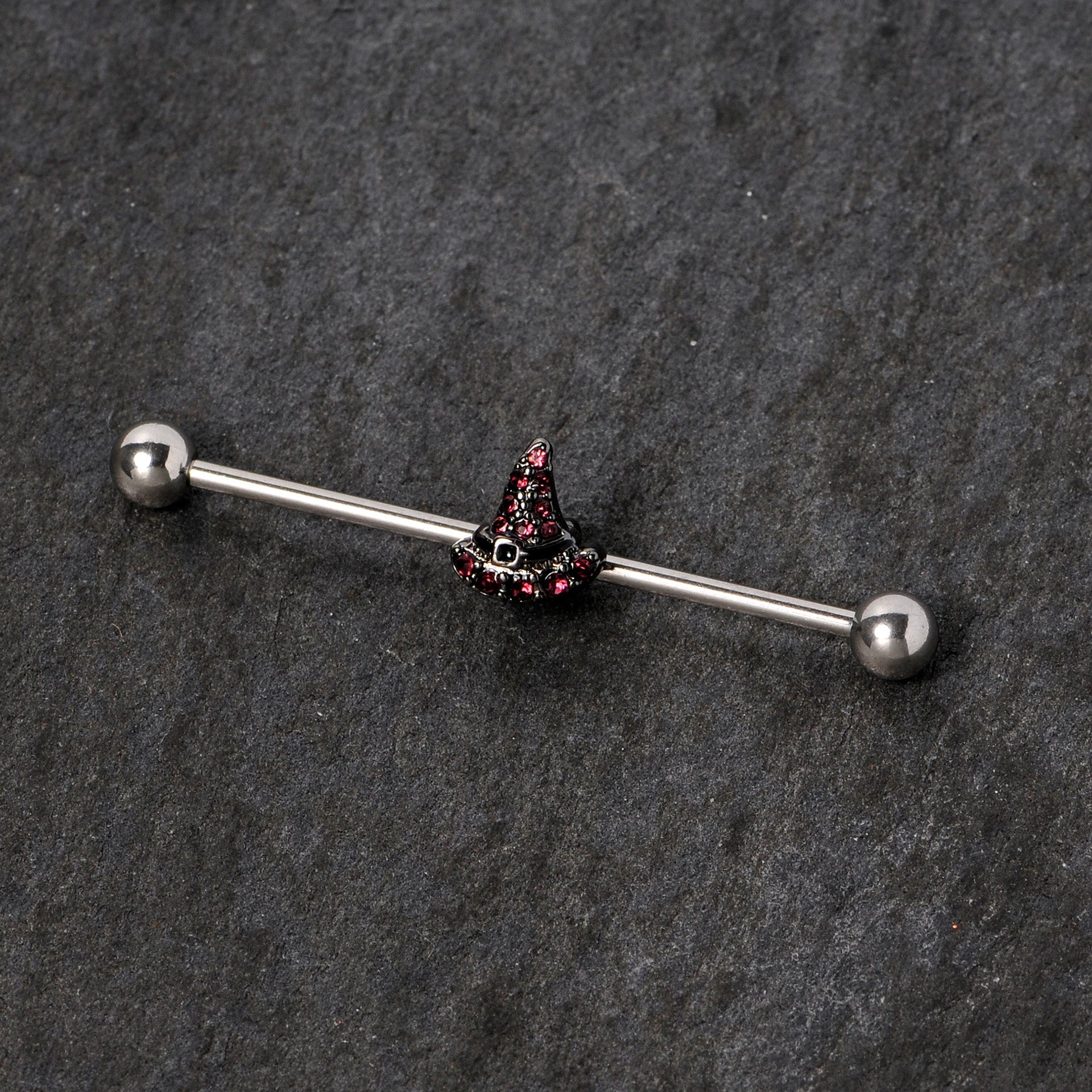 14G Purple Gem Witch Hat Halloween Industrial Barbell 38mm