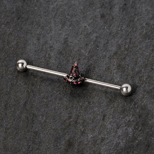 14G Purple Gem Witch Hat Halloween Industrial Barbell 38mm