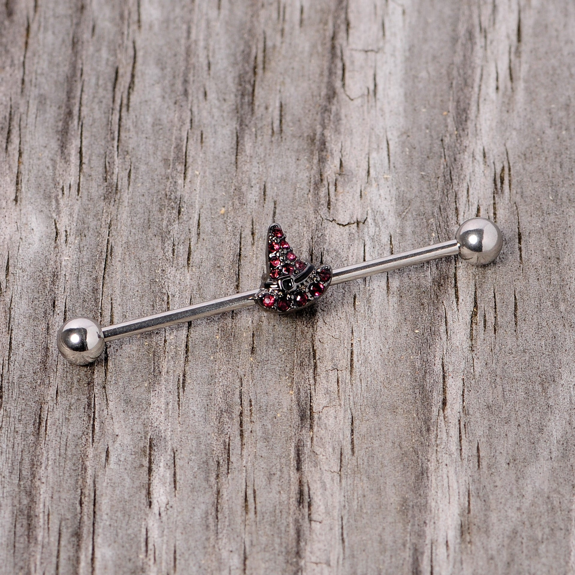 14G Purple Gem Witch Hat Halloween Industrial Barbell 38mm