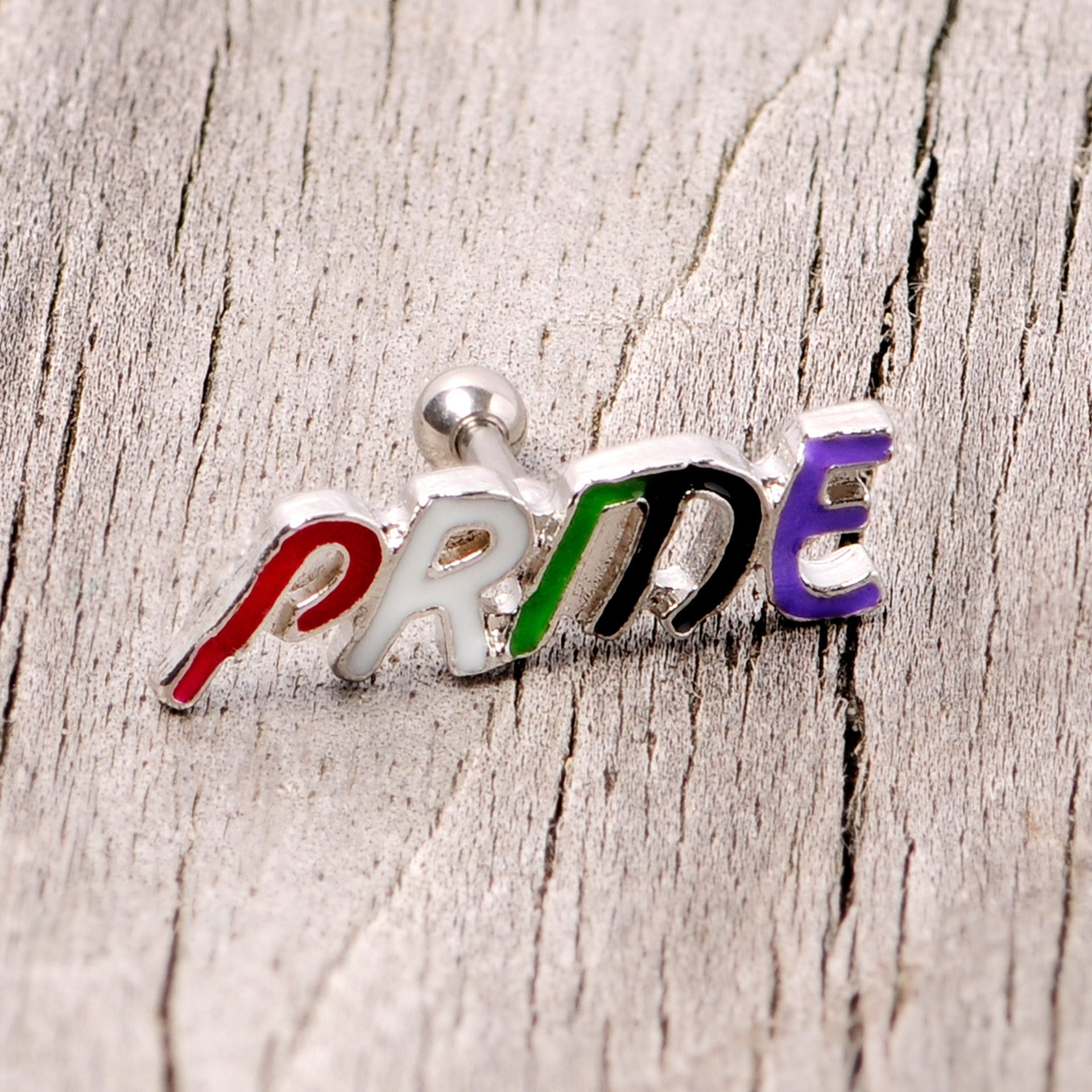 16G 1/4 Multicolor Rainbow Pride Cartilage Tragus Earring