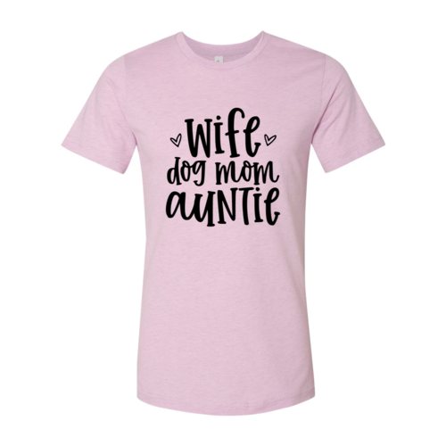 Wife Dog Mom Auntie Graphic T-Shirt - Soft Heather Mauve Tee - Image 7