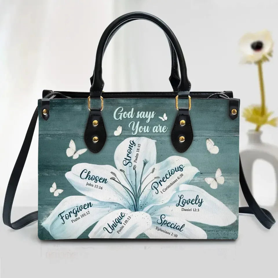 Personalized God Says You Are PU Leather Handbag With Long Straps - Mother's Day Gift Idea For Grandma/Mom/Daughter