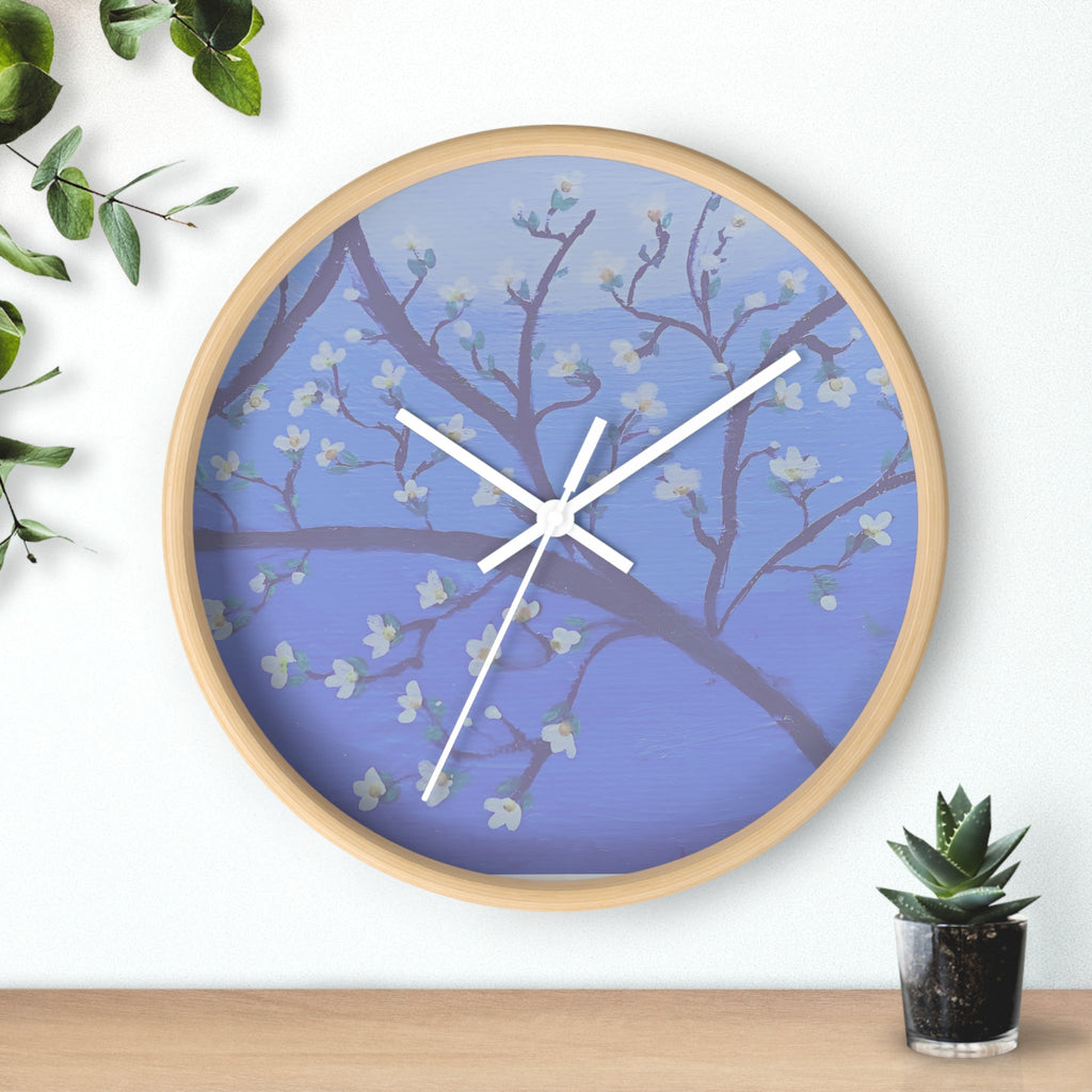 White Blossom Wall Clock