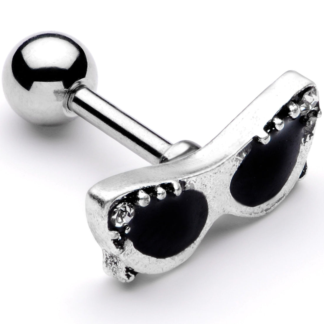 16G 1/4 Clear Gem 50s Retro Sunglasses Cartilage Tragus Earring