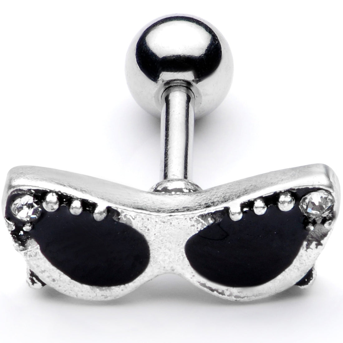 16G 1/4 Clear Gem 50s Retro Sunglasses Cartilage Tragus Earring