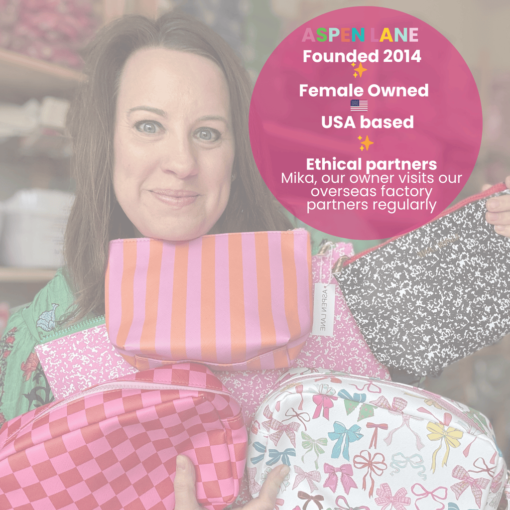 Ciao Pouch- green & white stripe