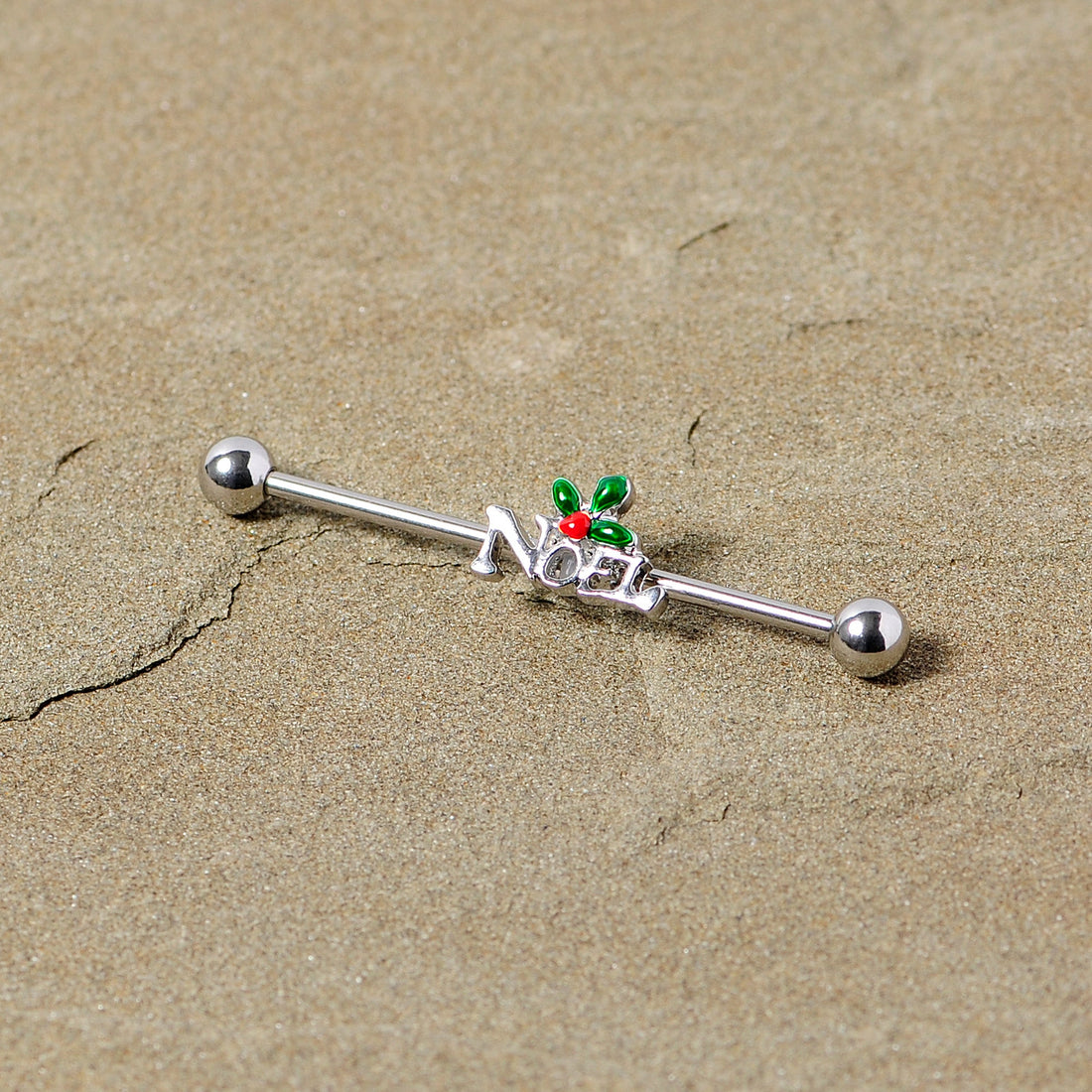 14G Red Gem Noel Holiday Christmas Industrial Barbell 38mm