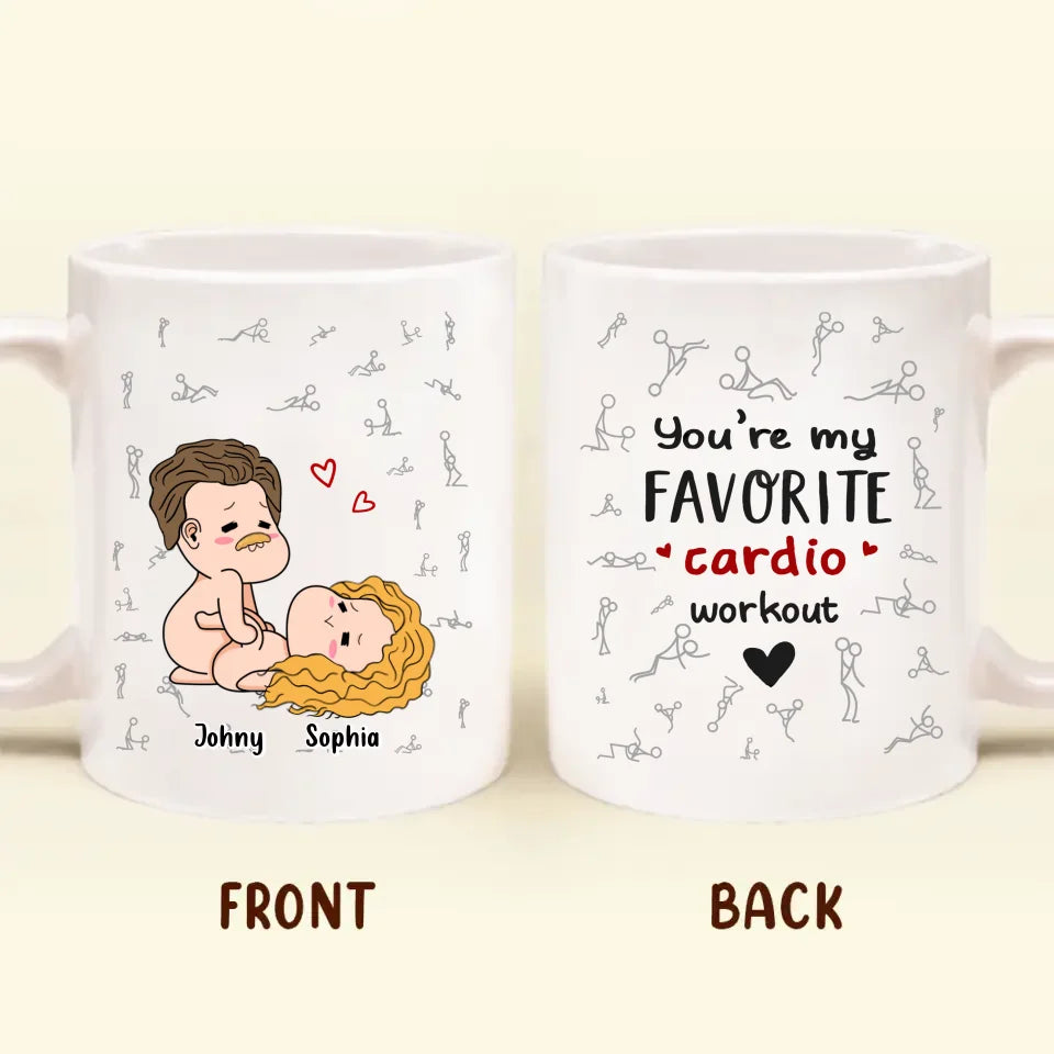 Personalized Funny Couple Coffee Mug - Valentine's Day Gift Idea For Husband/Wife - You Are My Favorite Cardio Workout