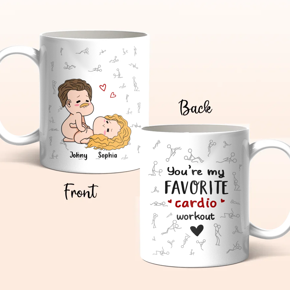 Personalized Funny Couple Coffee Mug - Valentine's Day Gift Idea For Husband/Wife - You Are My Favorite Cardio Workout