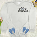 Personalized Memorial Side Bow Split Embroidered Sweatshirt - Always On My Mind Forever In My Heart - Memorial Gift Idea For Loss Of Dad/Mom