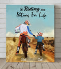 Personalized Canvas - Father and 1 Son, Up to 2 Sons - Best Gift for Bikers - Riding Partners For Life - IAKT4L