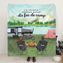Personalized Camping Blanket - Couple/Family with Up to 4 Kids - 2 Pets - Gift For The Whole Family