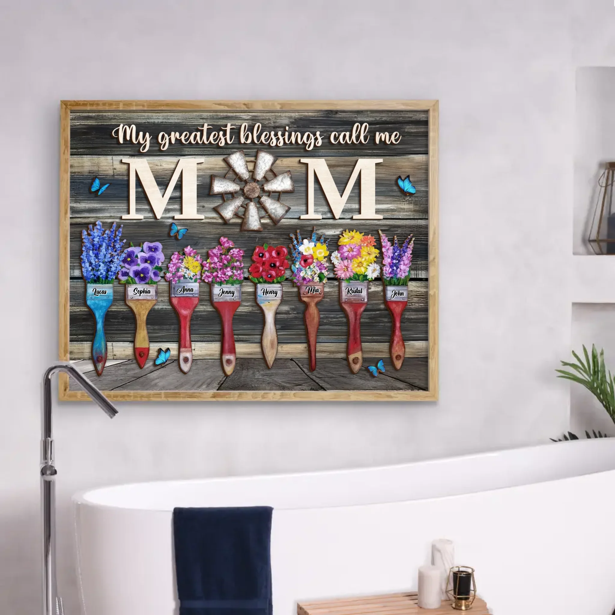 Personalized Home Poster - Gift Idea For Mom/Grandma with up to 8 Kids - My Greatest Blessings Called Me Mom