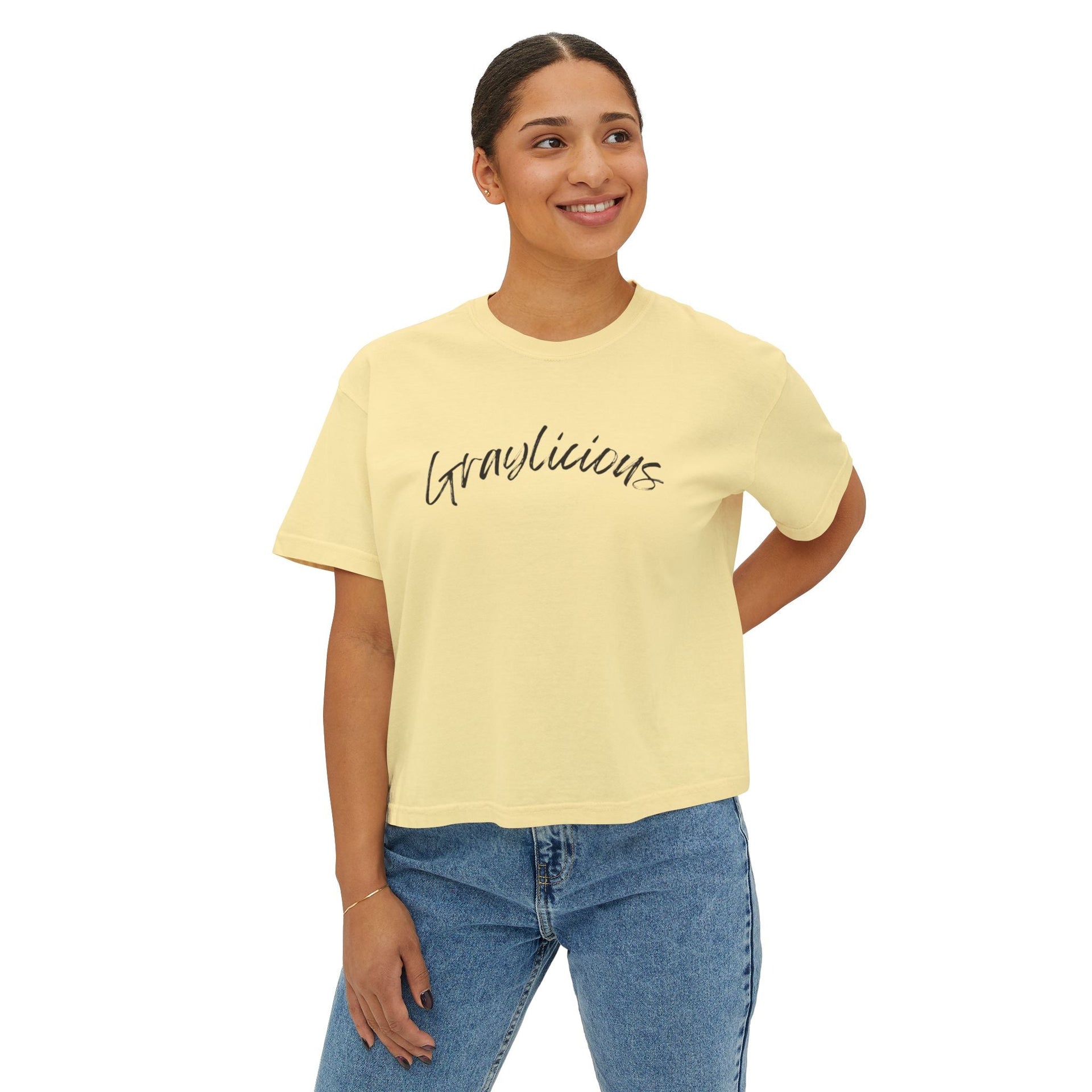 Women's Boxy Cotton Oversized Crewneck Short Sleeve Tee