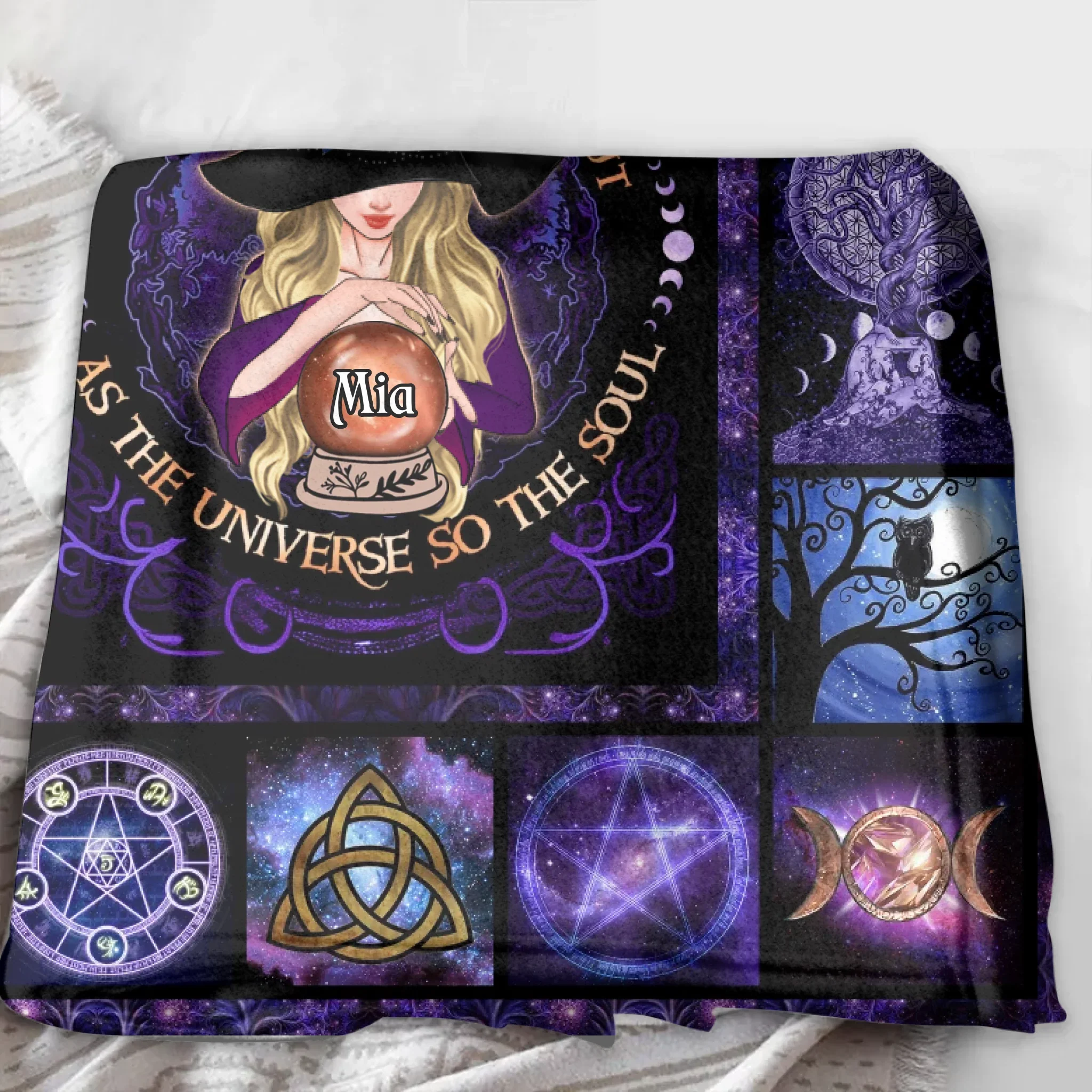 Personalized Witch Fleece Throw Blanket/Quilt- Halloween Gift Idea - As Above So Below As Within So Without As The Universe So The Soul