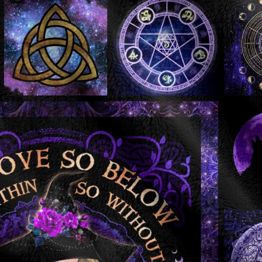 Personalized Witch Fleece Throw Blanket/Quilt- Halloween Gift Idea - As Above So Below As Within So Without As The Universe So The Soul