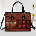 Personalized Grandma Leather Handbag With Long Straps - Perfect Mother’s Day Gift Idea For Grandma/Mom - Up to 6 Kids