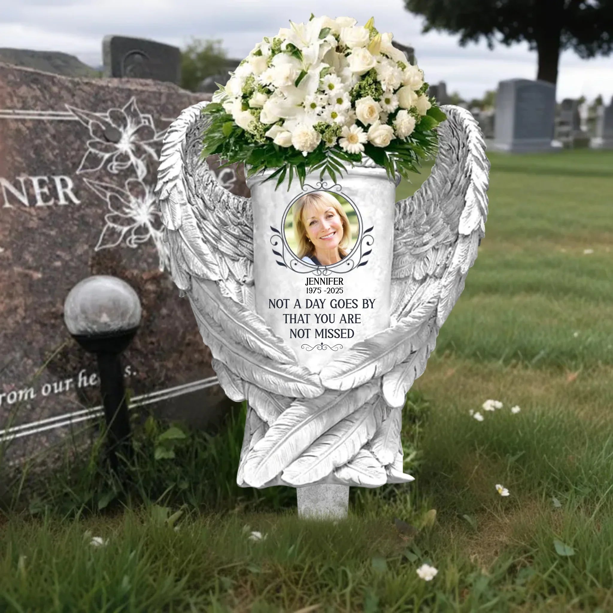 Personalized Memorial Metal Sign - Rememberance Gift Grave Marker Idea - Not A Day Goes By That You Are Not Missed