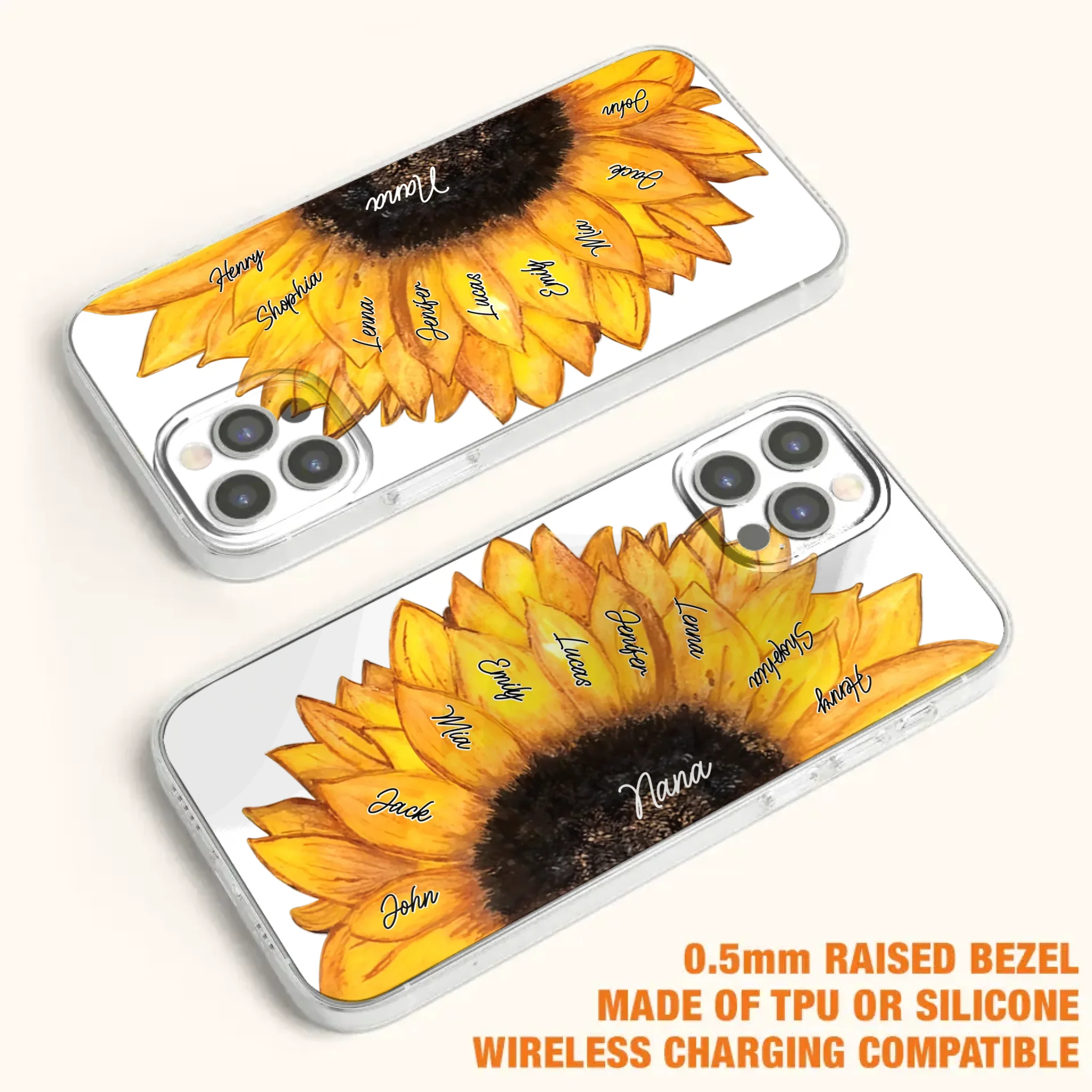 Custom Personalized Sunflower Grandma Phone Case -Upto 9 Kids - Mother's Day Gift Idea for Mom/Grandma