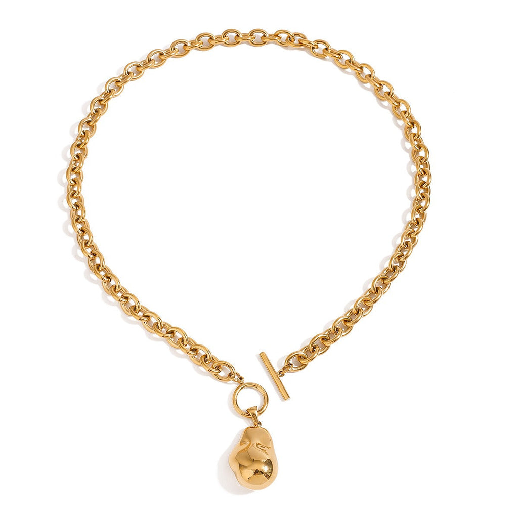 18K gold OT buckle with geometric design exquisite and noble necklace bracelet set