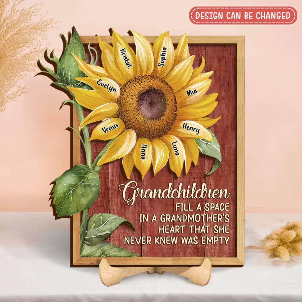 Personalized Grandmother Sunflower Wooden Art - Mother's Day Gift To Grandma - Grandchildren Fill A Space In A Grandmother's Heart